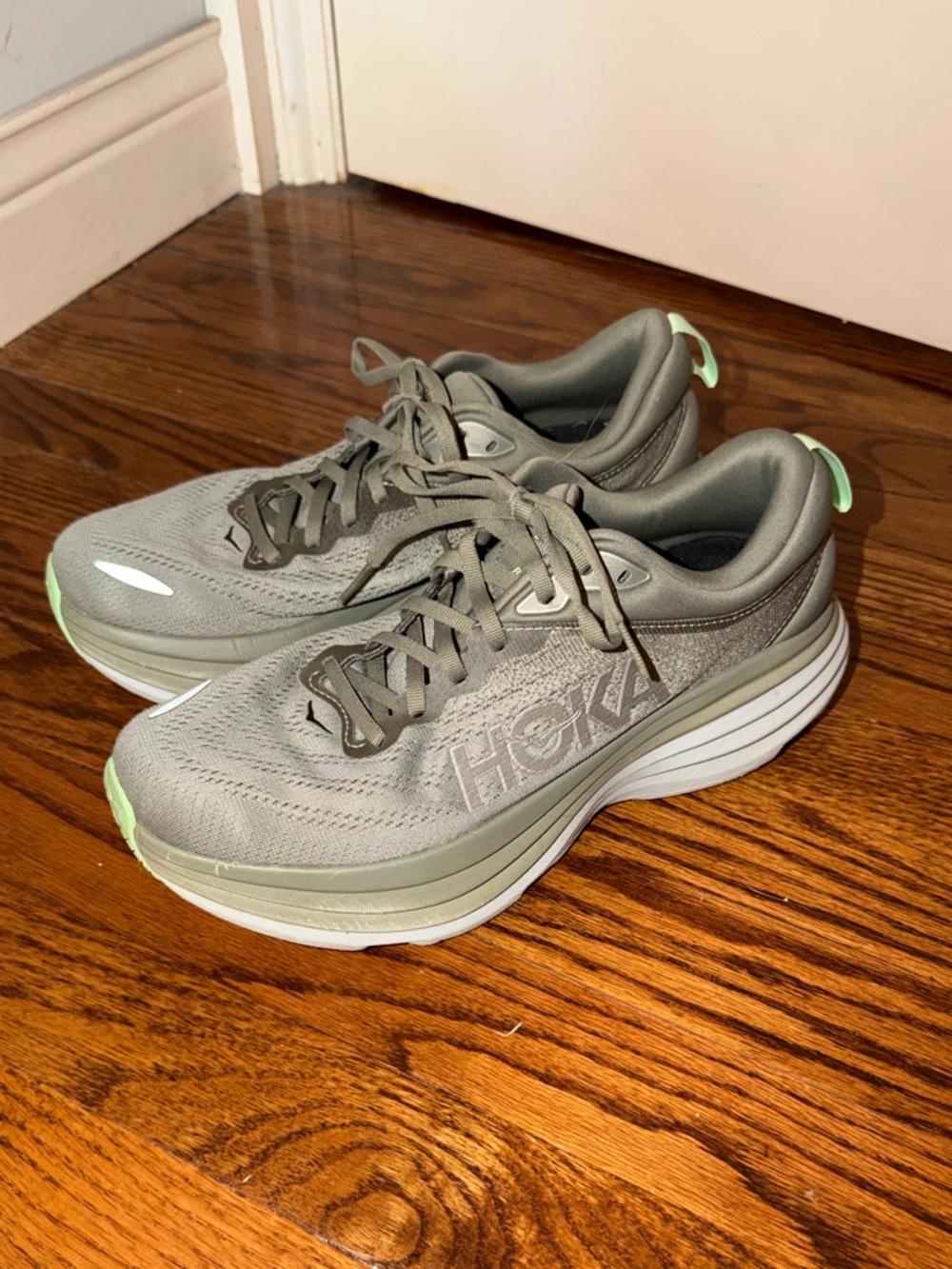 Hoka One One Bondi 8 Running Shoes in Olive Haze
